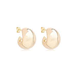 Brinco de argola dourado liso banho em ouro 18k