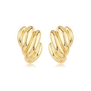 Brinco de base dourado liso banho em ouro 18k