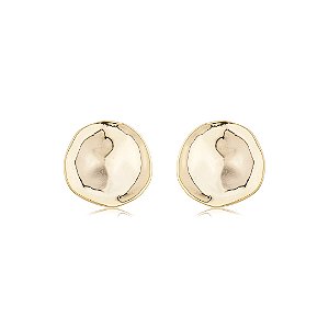 Brinco orgânico dourado liso banho em ouro 18k