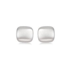 Brinco liso acetinado banho em rodio branco