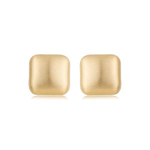 Brinco liso acetinado banho em ouro 18K