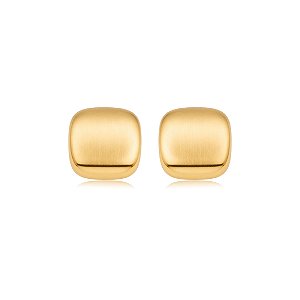 Brinco liso acetinado banho em ouro 18K