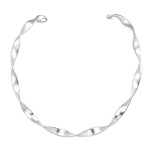 Colar de aro acetinado banho em ródio branco