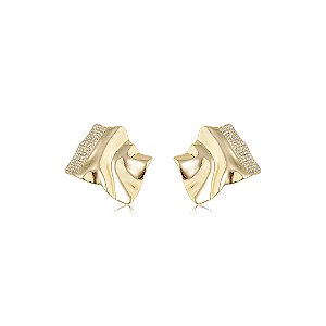 Brinco cravejado de zircônia cristal banho em ouro 18k