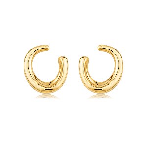 Brinco de argola liso banho em ouro 18k