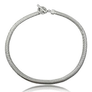 Colar de Malha Liso – Banho em Ródio Branco