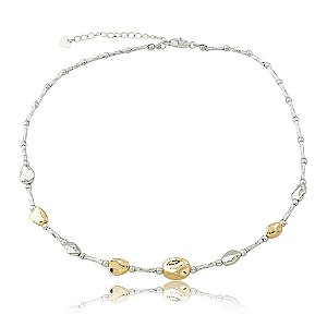 Colar com Detalhes Orgânicos – Banho em Ródio Branco e Ouro 18K