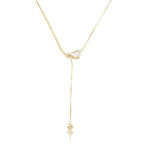 Colar Gravatinha com Coração – Banho em Ouro 18K