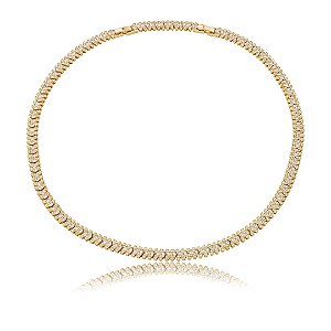 Colar Riviera Cravejado com Zircônias Cristal – Banho em Ouro 18K