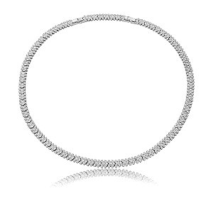 Colar Cravejado com Zircônias Cristal – Banho em Ródio Branco