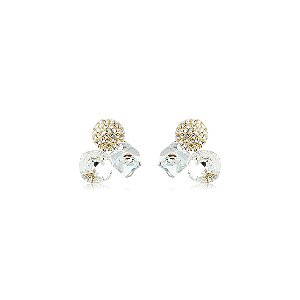 Brinco com Cristais Lapidados Banho em Ouro 18K