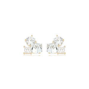 Brinco com Zircônias Cristais Banho em Ouro 18K