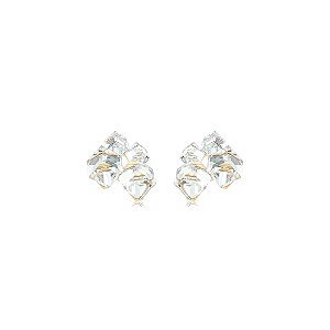 Brinco com Zircônias Cristais Banho em Ouro 18K