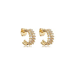 Brinco de Argola com Zircônias Cristais Banho em Ouro 18K