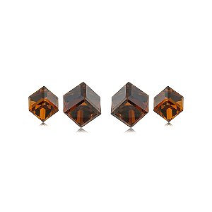 Brinco Duplo com Zircônias Champagne Banho em Ouro 18K