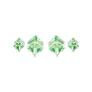 Brinco Duplo com Zircônias Verde Banho em Ouro 18K