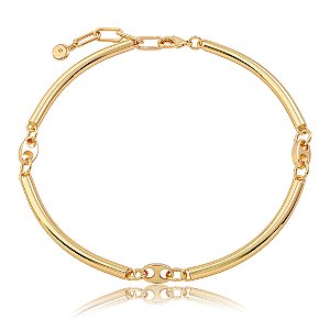Colar dourado liso banho em ouro 18k
