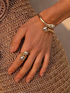 Bracelete com banho duplo banho em ouro 18k e rodio branco