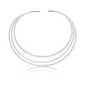 Colar de aro liso banho em ródio branco