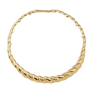 Colar de aro trançado liso banho em ouro 18k