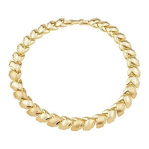Colar dourado liso com detalhes acetinado banho em ouro 18k