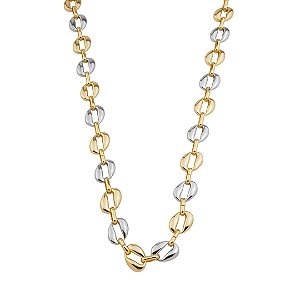 Colar de corrente liso com banho de ródio branco e ouro 18k