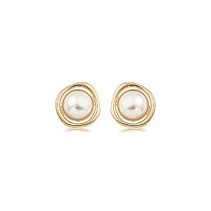 Brinco dourado com pérola shell banho em ouro 18k