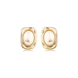 Brinco dourado com pérola shell banho em ouro 18k