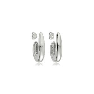 Brinco de argola liso banho em ródio branco