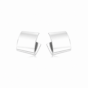 Brinco de argola liso banho em ródio branco