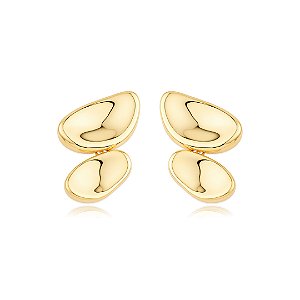 Brinco dourado liso banho em ouro 18k