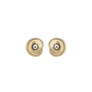 Brinco liso acetinado banho em ouro 18k