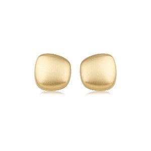 Brinco liso acetinado banho em ouro 18k