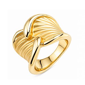 Anel dourado liso acetinado banho em ouro 18k