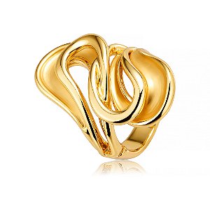 Anel dourado liso acetinado banho em ouro 18k
