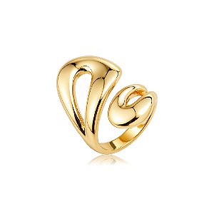 Anel dourado liso banho em ouro 18k
