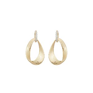Brinco dourado liso acetinado banho em ouro 18k