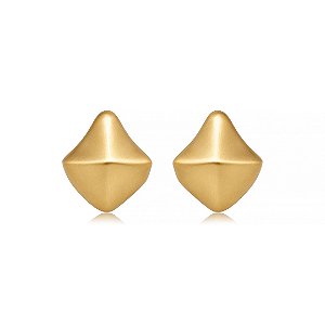 Brinco liso dourado banho em ouro 18k