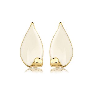 Brinco dourado esmaltado banho em ouro 18k