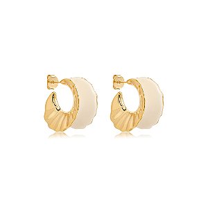 Brinco de argola dourado esmaltado banho em ouro 18k