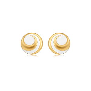 Brinco acetinado esmaltado banho em ouro 18k