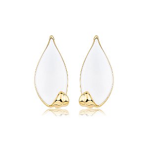 Brinco dourado esmaltado banho em ouro 18k