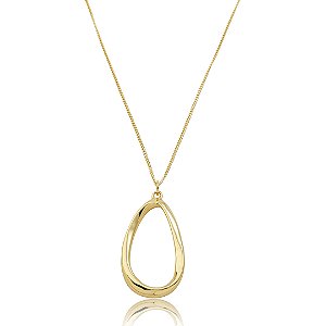 Colar com pingente orgânico liso banho em ouro 18k