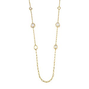 Colar longo de corrente dourado liso banho em ouro 18k