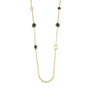 Colar longo de corrente dourado liso banho em ouro 18k