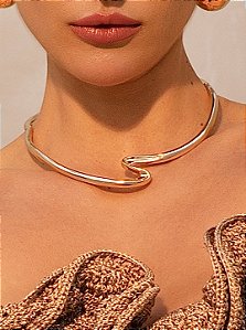 Colar de aro dourado liso banho em ouro 18k
