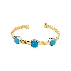 Bracelete dourado liso com detalhe esmaltado banho em ouro 18k