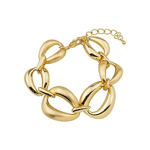 Pulseira de corrente dourada lisa banho em ouro 18k