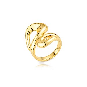 Anel dourado liso banho em ouro 18k