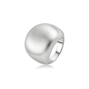 Anel liso acetinado banho em ródio branco